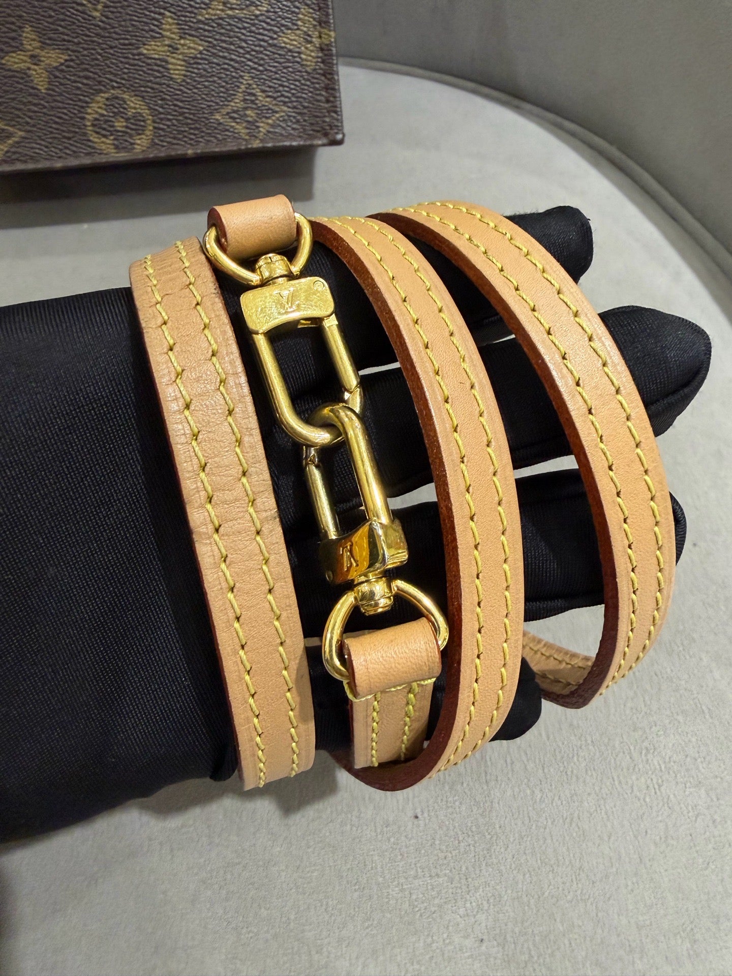 Louis Vuitton Petit Sac Plat Handbag Monogram Canvas Gold Hardware