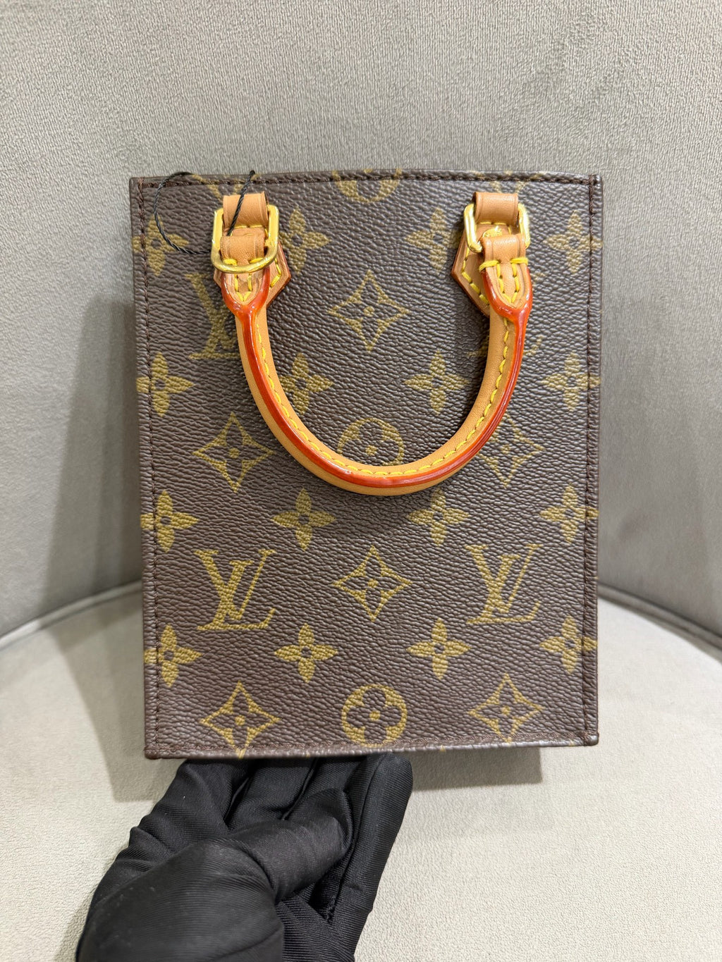 Louis Vuitton Petit Sac Plat Handbag Monogram Canvas Gold Hardware
