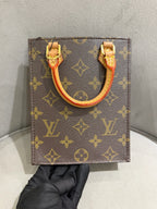 Louis Vuitton Petit Sac Plat Handbag Monogram Canvas Gold Hardware
