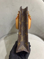 Louis Vuitton Petit Sac Plat Handbag Monogram Canvas Gold Hardware