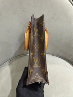 Louis Vuitton Petit Sac Plat Handbag Monogram Canvas Gold Hardware