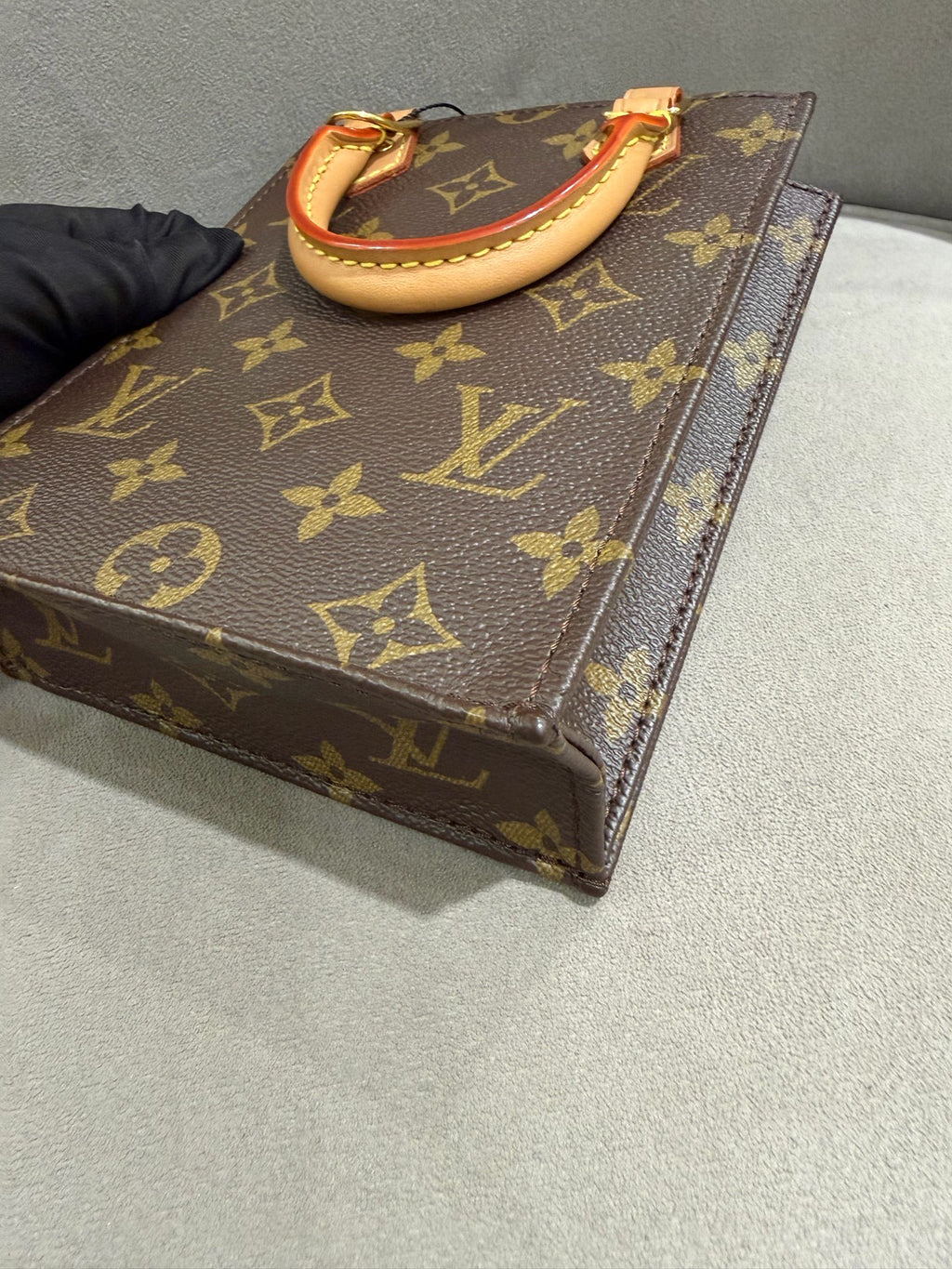 Louis Vuitton Petit Sac Plat Handbag Monogram Canvas Gold Hardware
