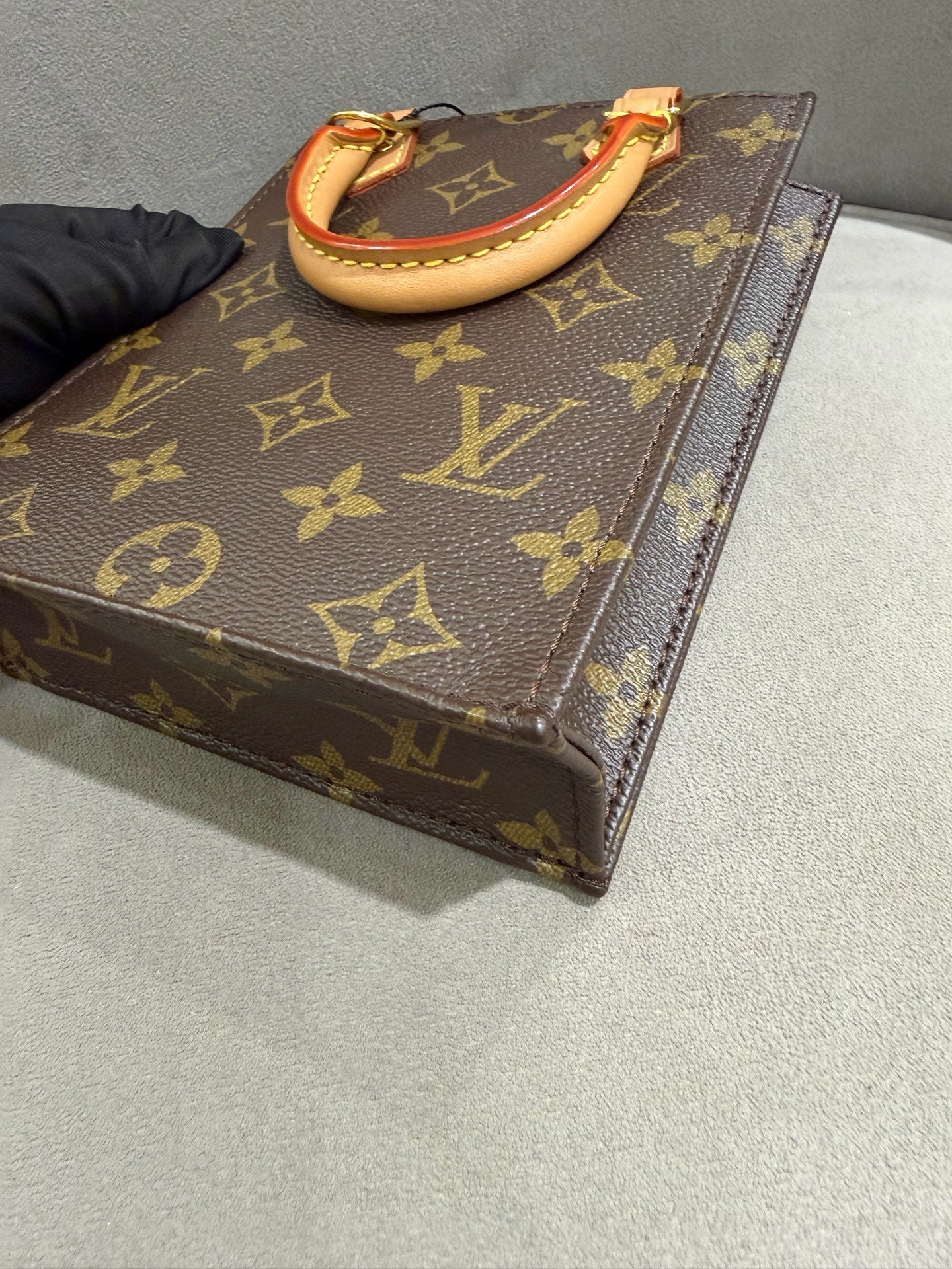 Louis Vuitton Petit Sac Plat Handbag Monogram Canvas Gold Hardware
