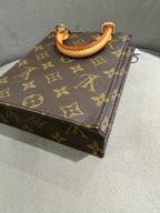Louis Vuitton Petit Sac Plat Handbag Monogram Canvas Gold Hardware