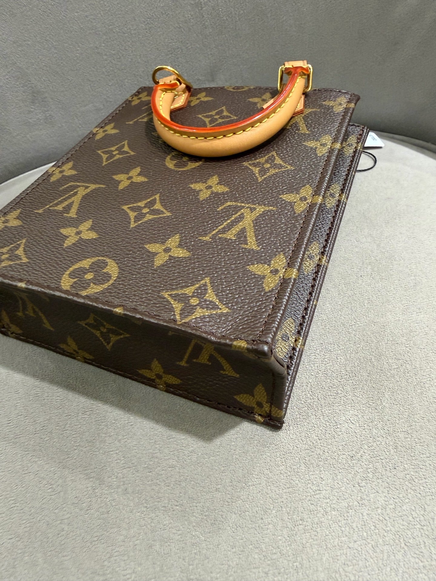 Louis Vuitton Petit Sac Plat Handbag Monogram Canvas Gold Hardware