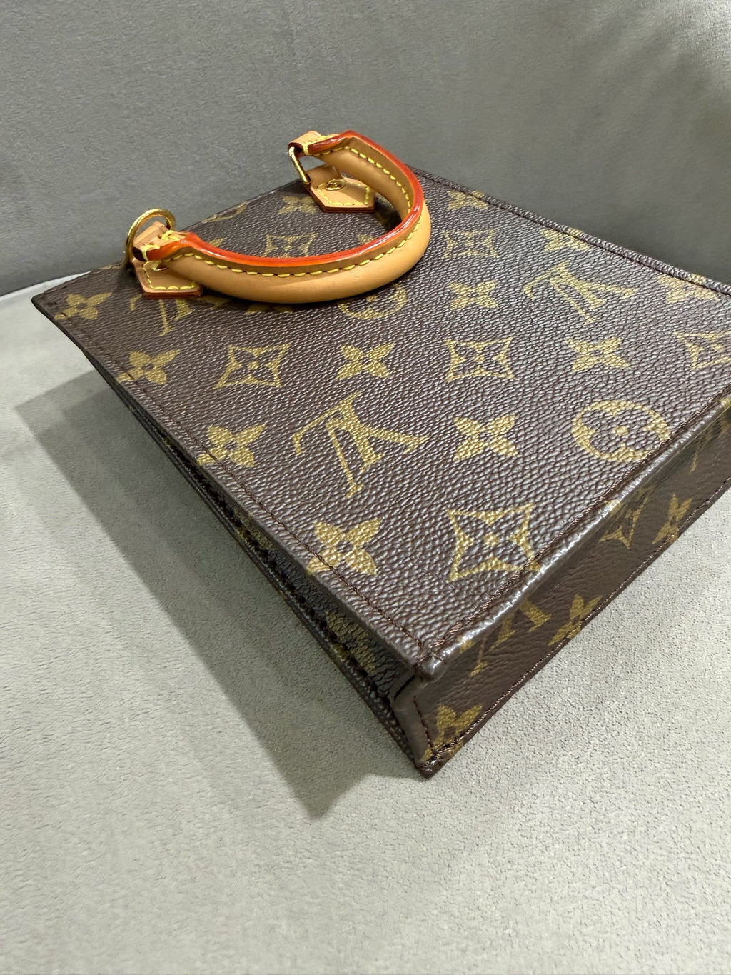Louis Vuitton Petit Sac Plat Handbag Monogram Canvas Gold Hardware