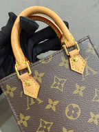 Louis Vuitton Petit Sac Plat Handbag Monogram Canvas Gold Hardware