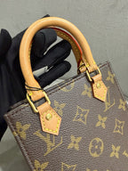 Louis Vuitton Petit Sac Plat Handbag Monogram Canvas Gold Hardware