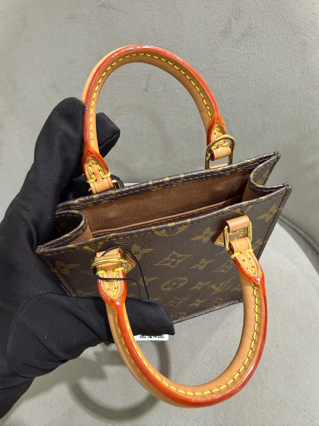 Louis Vuitton Petit Sac Plat Handbag Monogram Canvas Gold Hardware