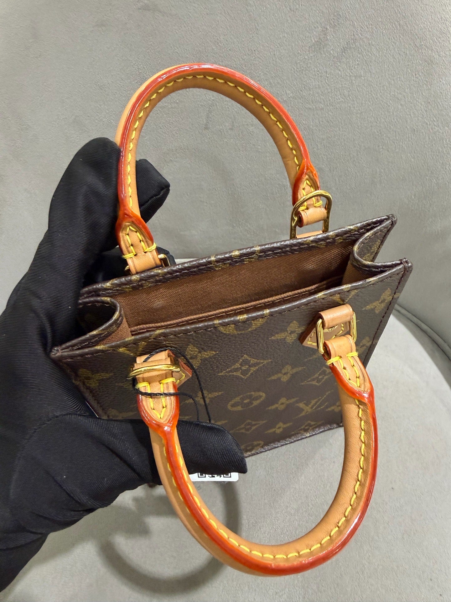 Louis Vuitton Petit Sac Plat Handbag Monogram Canvas Gold Hardware
