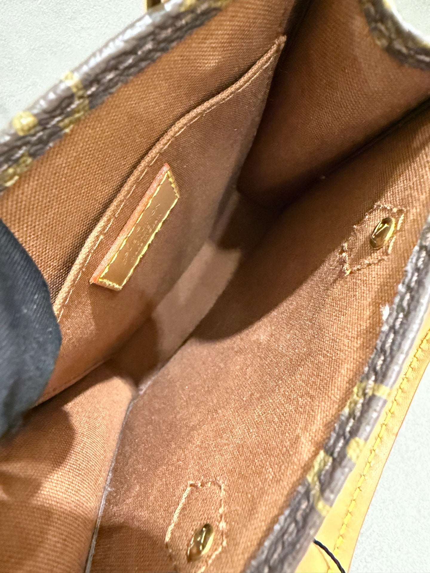 Louis Vuitton Petit Sac Plat Handbag Monogram Canvas Gold Hardware