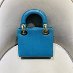 Dior Lady Dior Handbag Micro Deep Teal Lizard-Embossed Leather Gold Hardware