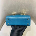 Dior Lady Dior Handbag Micro Deep Teal Lizard-Embossed Leather Gold Hardware