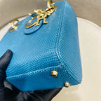 Dior Lady Dior Handbag Micro Deep Teal Lizard-Embossed Leather Gold Hardware
