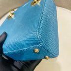 Dior Lady Dior Handbag Micro Deep Teal Lizard-Embossed Leather Gold Hardware