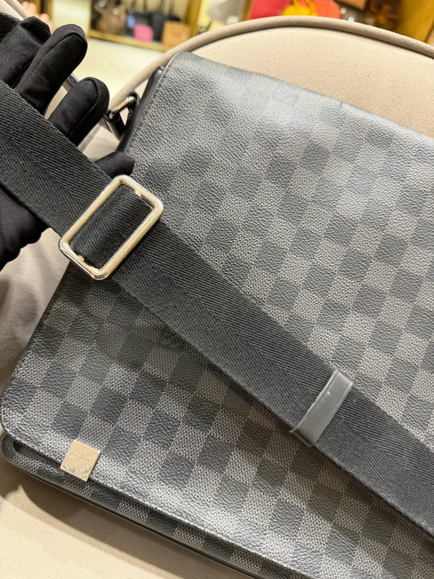 Louis Vuitton District Messenger Bag Damier Graphite Silver Hardware