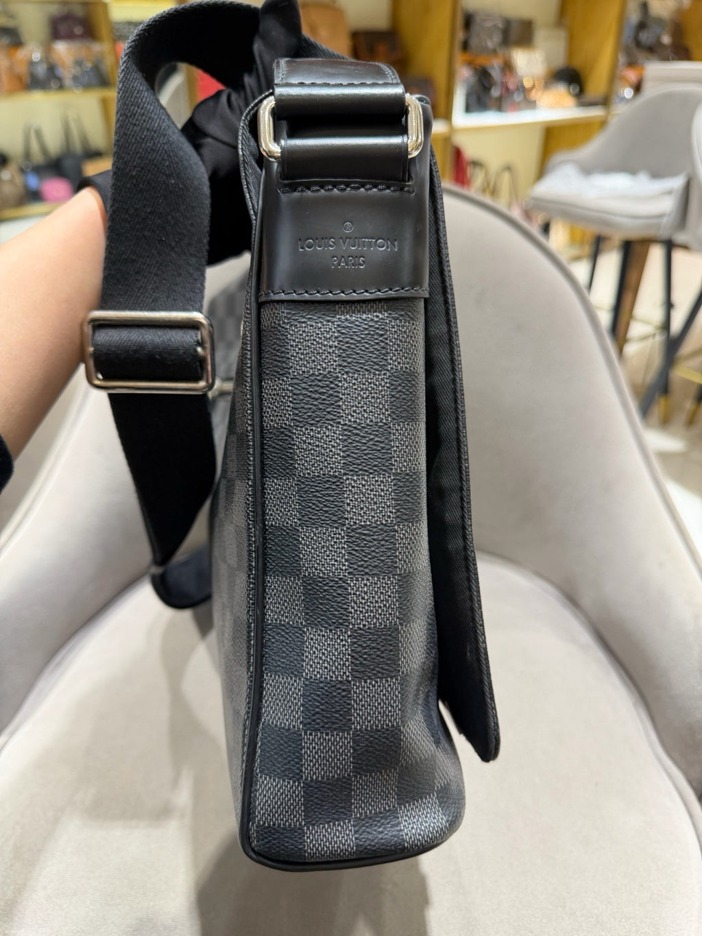 Louis Vuitton District Messenger Bag Damier Graphite Silver Hardware