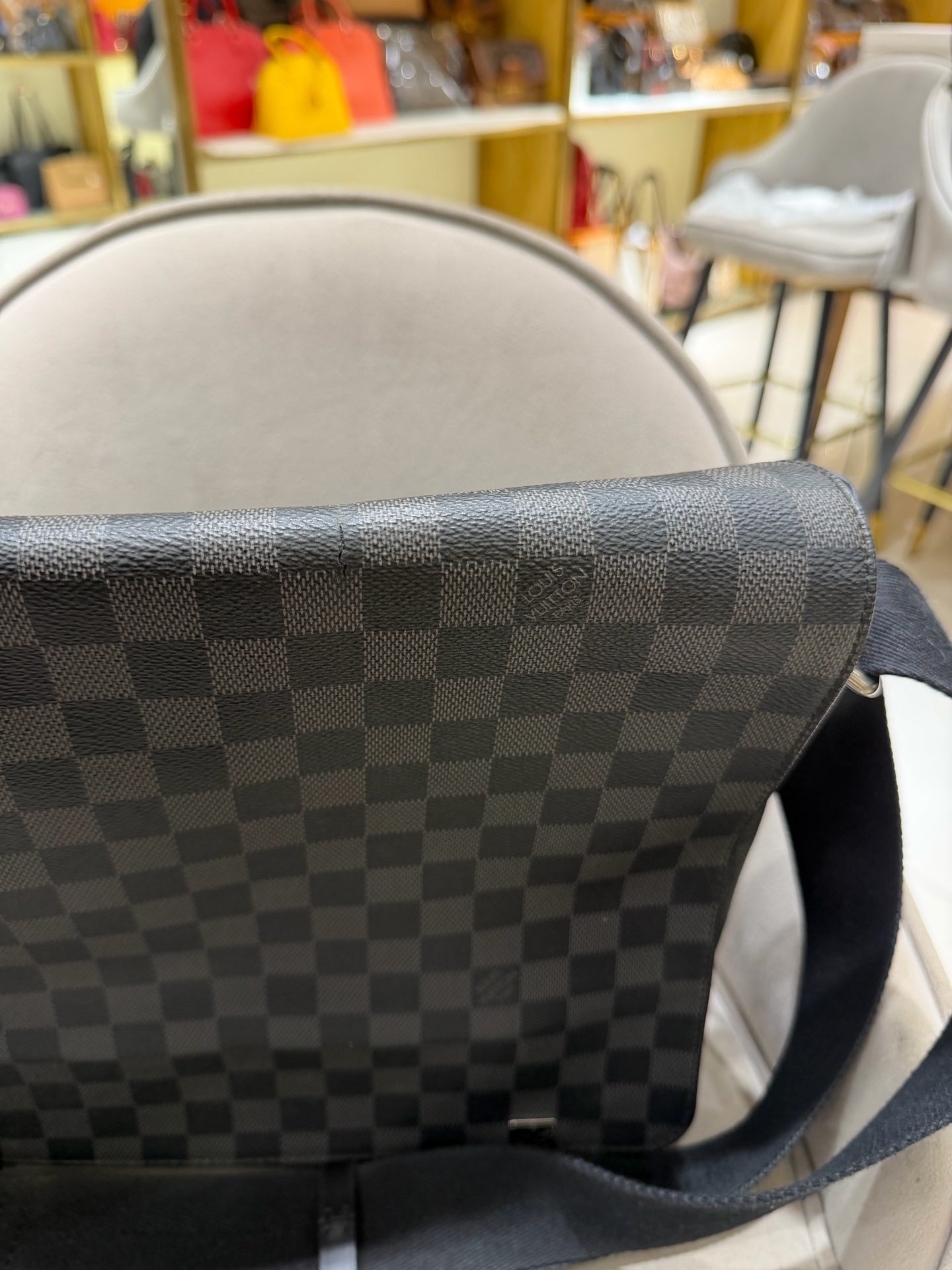 Louis Vuitton District Messenger Bag Damier Graphite Silver Hardware