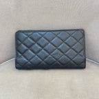 Chanel Ligne Cambon Wallet Black Quilted Leather Patent CC Gold Hardware