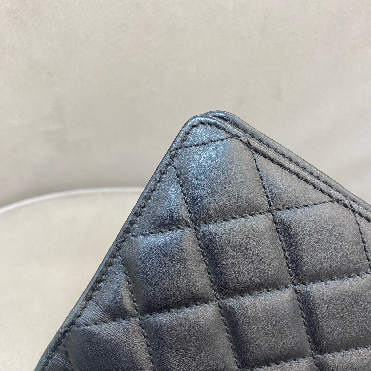 Chanel Ligne Cambon Wallet Black Quilted Leather Patent CC Gold Hardware