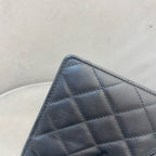 Chanel Ligne Cambon Wallet Black Quilted Leather Patent CC Gold Hardware