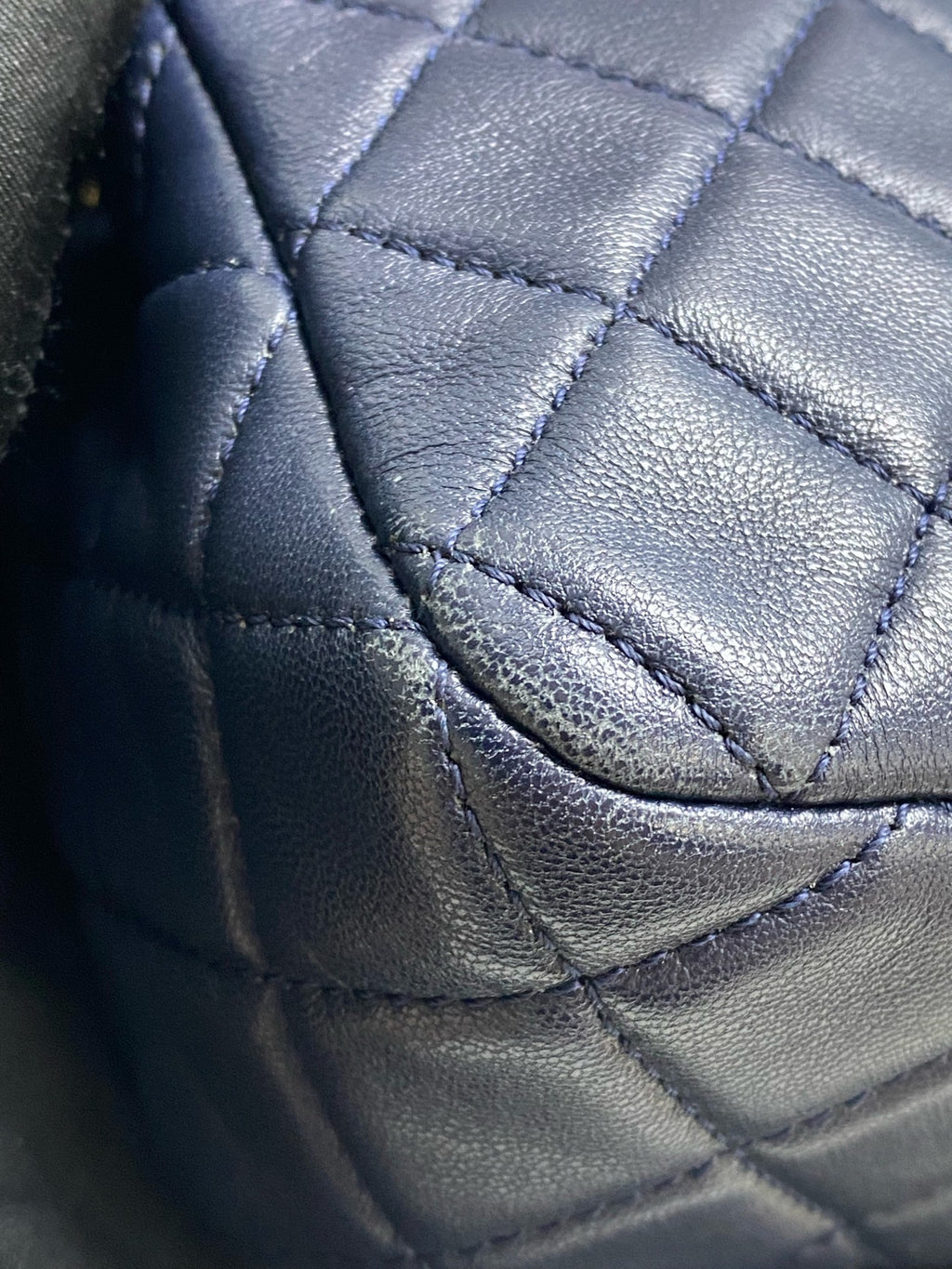 Chanel Classic Mini Flap Bag Navy Blue Metallic Leather Gold Hardware