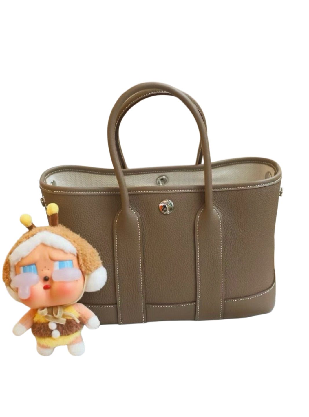 Hermès Garden Party Tote Handbag in Etoupe Togo Leather with Silver Hardware
