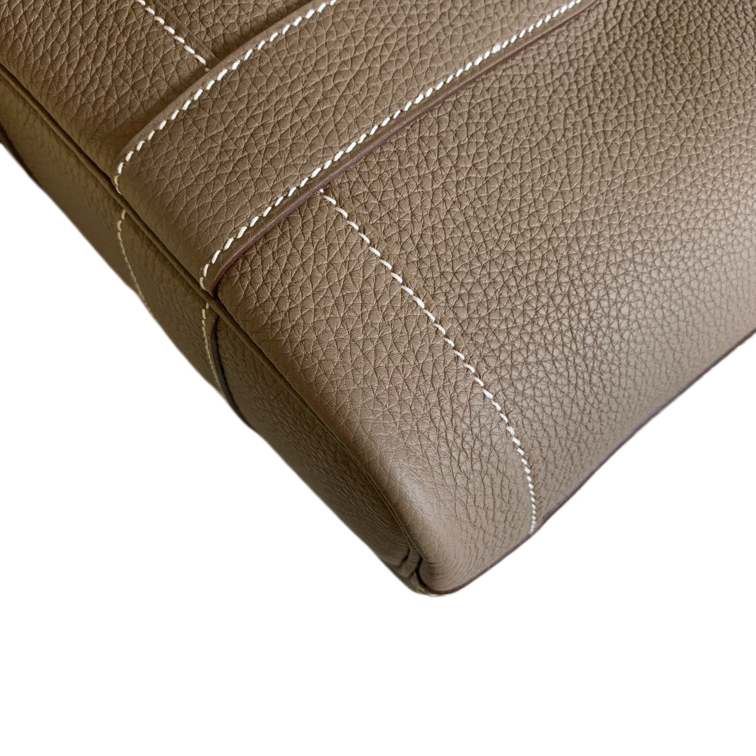 Hermès Garden Party Tote Handbag in Etoupe Togo Leather with Silver Hardware
