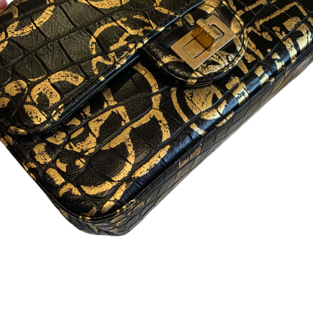 CHANEL 2.55 Egypt Collection | Crocodile-Embossed Graffiti | Pre-owned