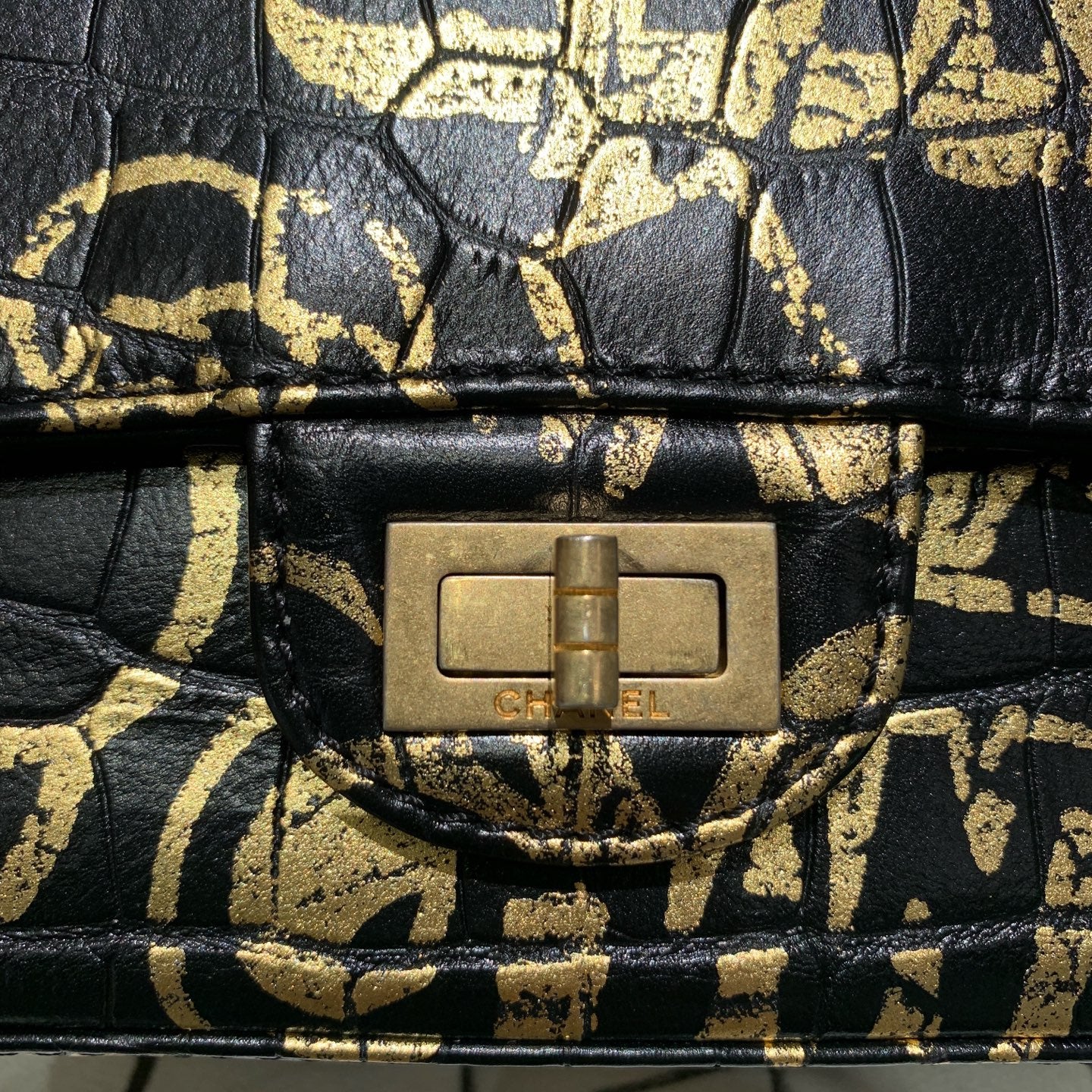 CHANEL 2.55 Egypt Collection | Crocodile-Embossed Graffiti | Pre-owned