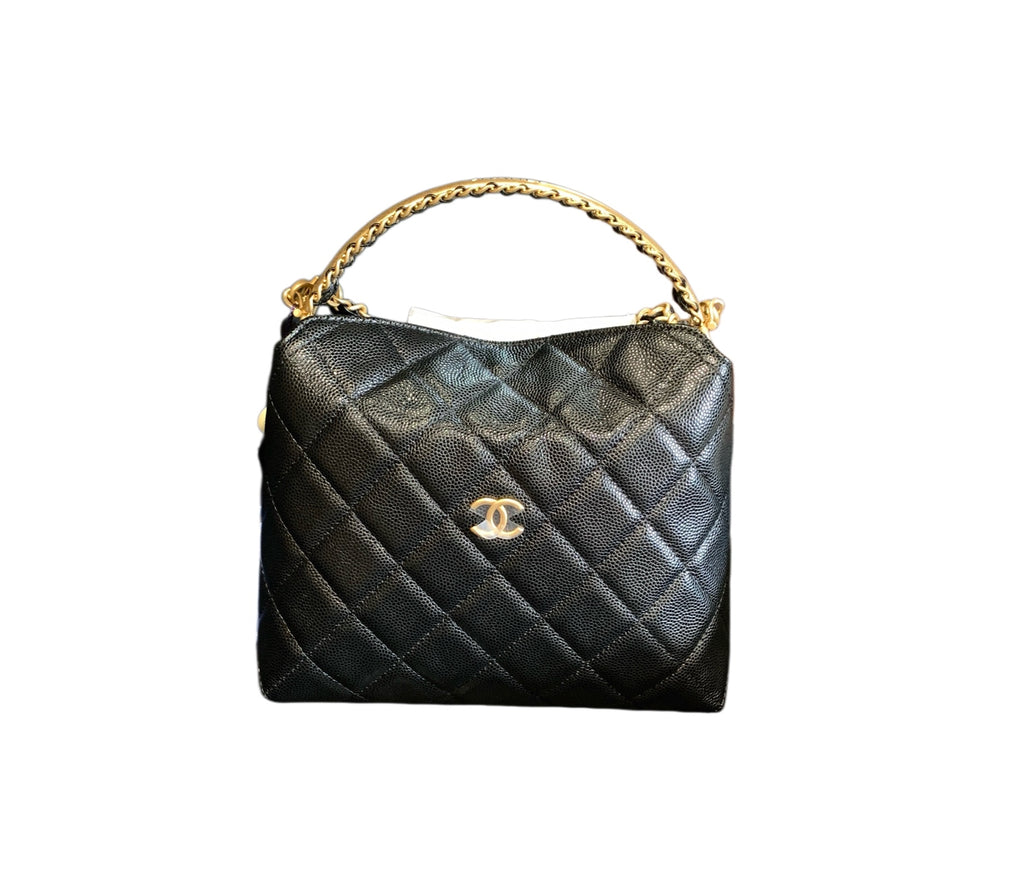 CHANEL Clutch with Chain | Pebbled Patent Calfskin | Gold Hardware
