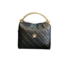CHANEL Clutch with Chain | Pebbled Patent Calfskin | Gold Hardware