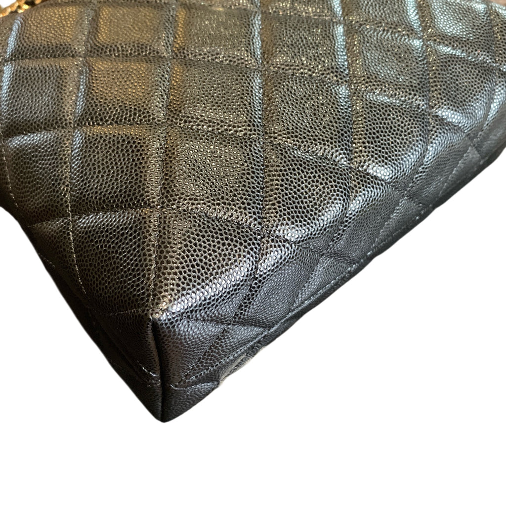 CHANEL Clutch with Chain | Pebbled Patent Calfskin | Gold Hardware