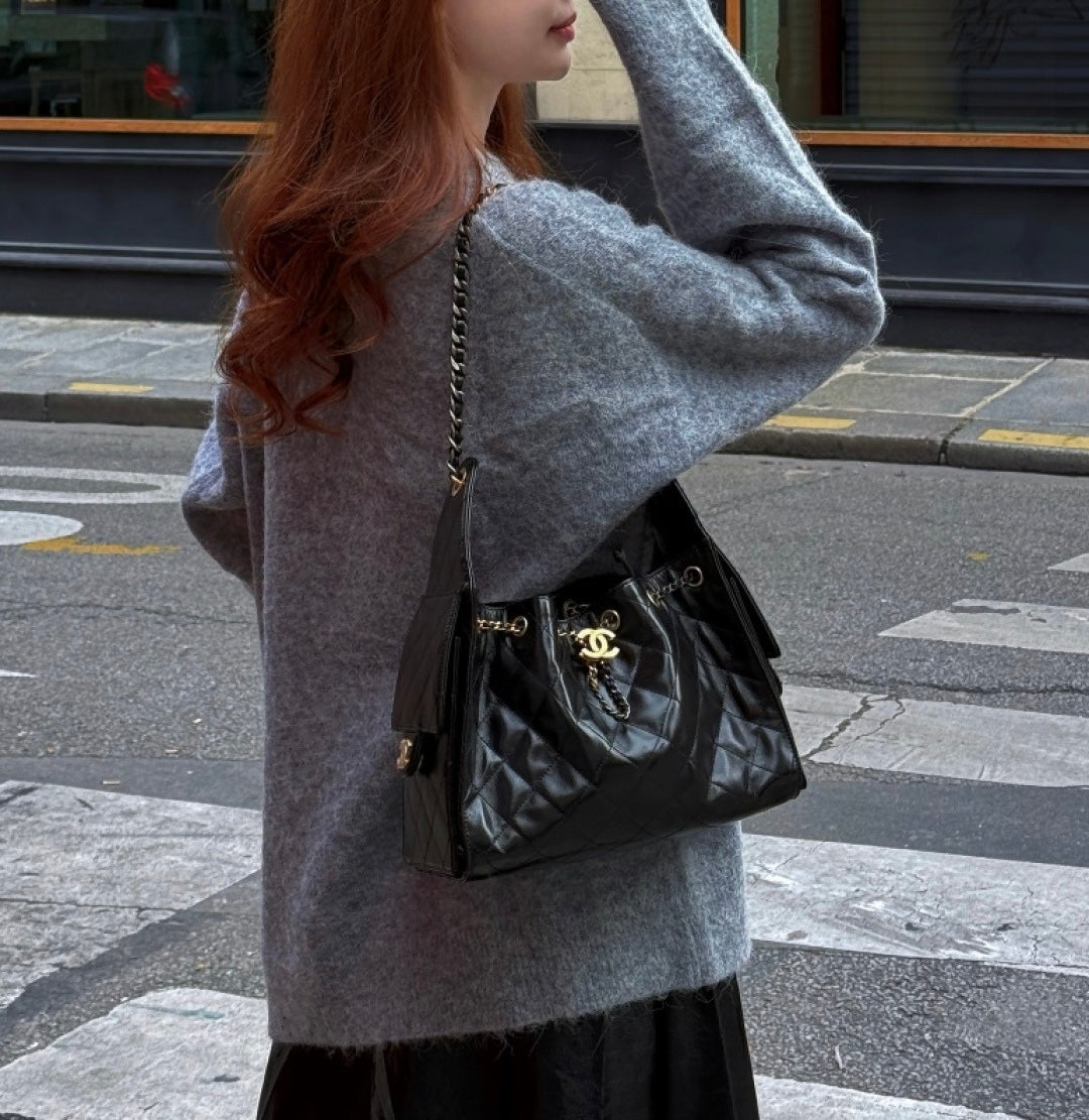 CHANEL 25 Small Handbag | Glossy Pebbled Calfskin | Dual-Tone Hardware
