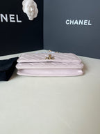 Chanel Classic Flap Handbag Blush Pink Quilted Leather Gold Hardware