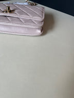 Chanel Classic Flap Handbag Blush Pink Quilted Leather Gold Hardware