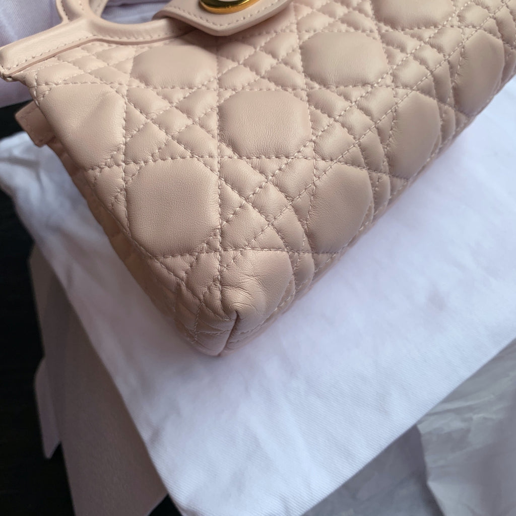 Dior Lady Dior Mini Handbag Pale Pink Quilted Leather Gold Hardware