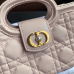 Dior Lady Dior Mini Handbag Pale Pink Quilted Leather Gold Hardware