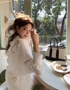 Hermes Garden Party Tote Bag Off-White Canvas Black Leather Silver Hardware