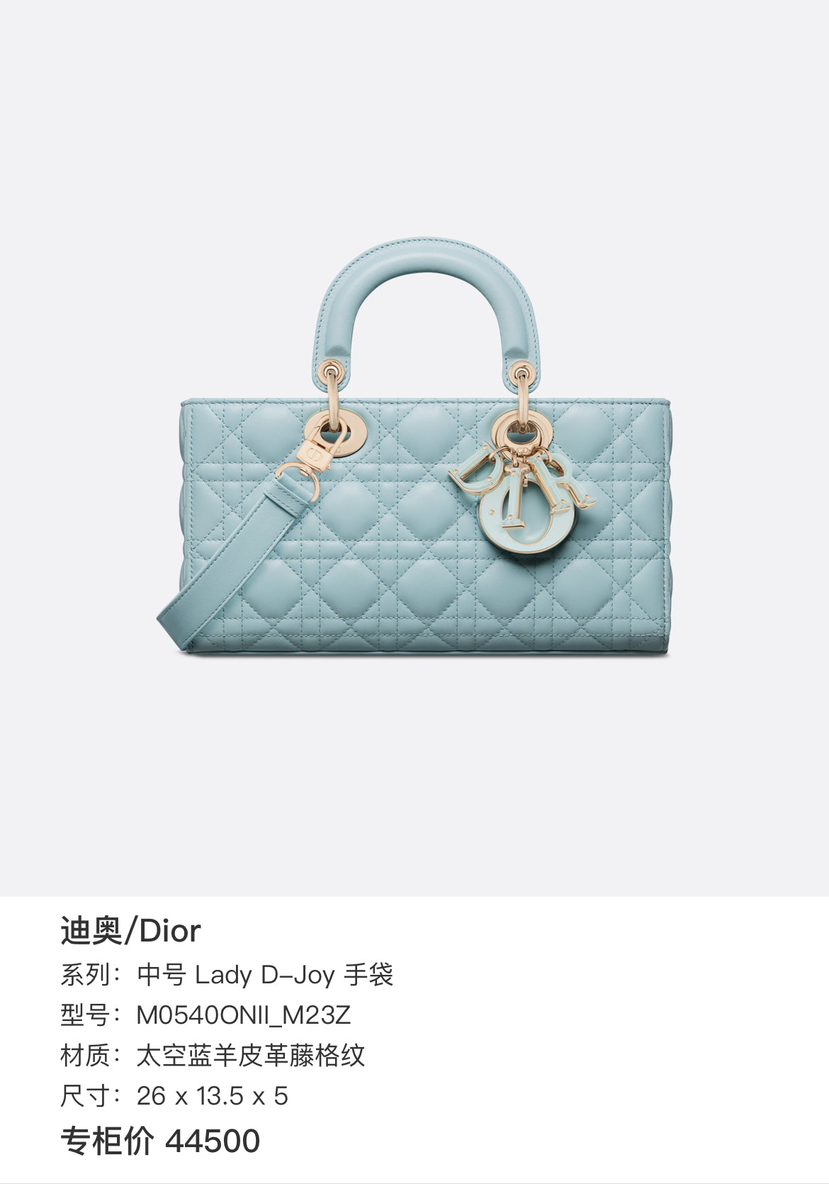DIOR Lady D-Joy Medium Handbag | Space Blue Sheepskin | Cannage
