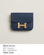 HERMÈS Constance Slim Wallet | Black Epsom | Silver Hardware