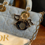 Dior Lady D-Joy Handbag Light-Wash Blue Denim Gold Hardware
