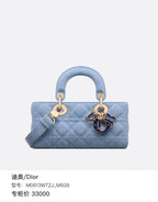Dior Lady D-Joy Handbag Light-Wash Blue Denim Gold Hardware