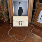 Gucci Dionysus Shoulder Bag White Pebbled Leather Antiqued Silver Hardware