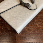 Gucci Dionysus Shoulder Bag White Pebbled Leather Antiqued Silver Hardware