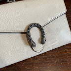 Gucci Dionysus Shoulder Bag White Pebbled Leather Antiqued Silver Hardware