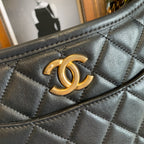 Chanel 22 Hobo Bag Black Quilted Leather Gold Hardware
