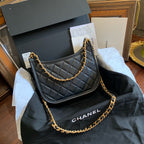 Chanel 22 Hobo Bag Black Quilted Leather Gold Hardware