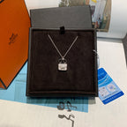 Hermes Kelly Amulette Necklace Silver Pavé Diamonds