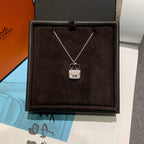 Hermes Kelly Amulette Necklace Silver Pavé Diamonds